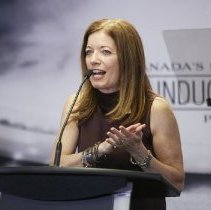 Inductee Colleen Jones speaking at the Class of 2016 media announcement