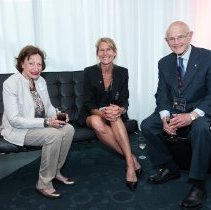 inductee Dr. Charles Tator and wife Carol with Jennifer Wallinga(