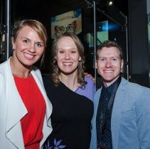 Erica Wiebe, inductee Cindy Klassen, and Hall of Famer Kyle Shewfelt