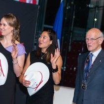 Inductees Cindy Klassen, Carol Huynh, and Dr. Charles Tator during White Ha