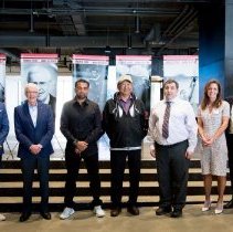 Inductees pose for photo with Cheryl Bernard and BoF Chair Bob Rooney