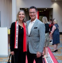 Michelle Cameron-Coulter & Greg Kwong pose for photo at 2022 Gala