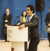 Inductee Danielle Goyette speaking at 2015 education session