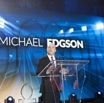 Inductee Michael Edgson giving acceptance speech