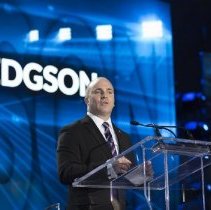 Inductee Michael Edgson giving acceptance speech