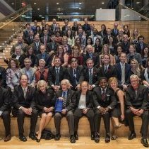 Group photo-Special Oympics guests with inductees and HoFs