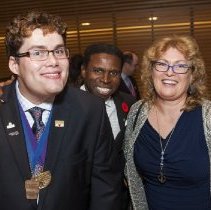 Darby Taylor, Michael Clemons, and Sue McDermott at reception