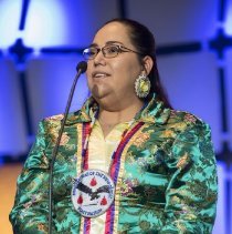 Cathie Jamieson of Mississauga New Credit First Nation speaking