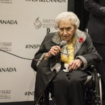 Inductee Kay Macritchie Macbeth speaking at the induction media conference