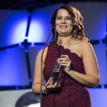 Gaylene Powless onstage during the 2017 induction ceremony