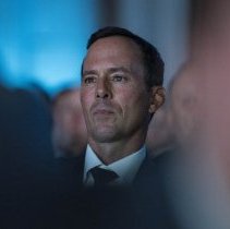 Inductee Mike Weir seated during the ceremony