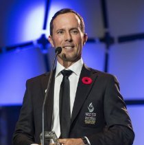 Inductee Mike Weir speaking onstage during 2017 induction ceremony