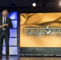 Inductee Sumon Whitfield speaking at the 2017 induction ceremony