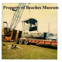 Locomotive #7 Cab Being Lifted, 1982