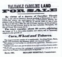 Caroline County Land Sale 1861