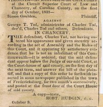 Caroline County:  Gouldin vs Tod's, admin.