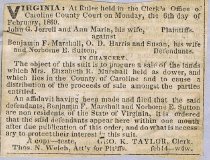 Caroline County:  Jerrell & Wife vs Marshall 1872