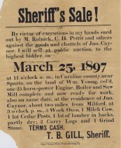 Caroline County Sheriff's Sale 1897