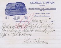 George T. Swain receipt 1911