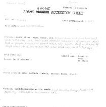 AHC.1997.1469- Scan of Original Accession Sheet