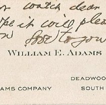 W.E. Adams' Business Card