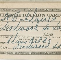 Identification Card for W.E. Adams