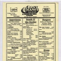 Last Chance Saloon & Gambling Hall Menu