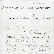 Letter from J.H.C. to Billy (W.E. Adams)