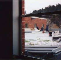 View of construction area from inside window