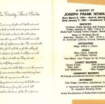 Memory Card for Joseph Frank Nowak 1981