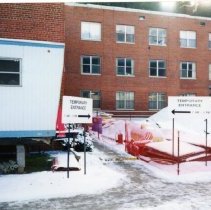 Temporary entrance to the hospital during construction
