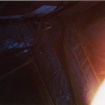 Underexposed color photograph inside hospital construction project