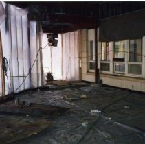 Workmen in construction area next to hospital