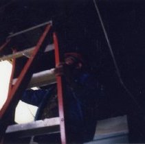 Workman on step ladder