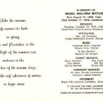Mabel Malvina Mitchell Funeral Folder