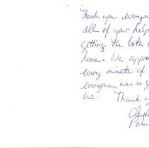 Thank you note from Clayton, Pam & Pen