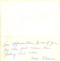 Thank you note from Wm. Kanali