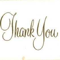 Thank you note from Wm. Kanali