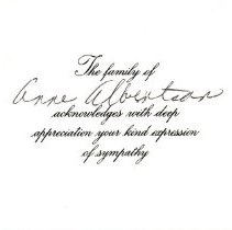 Thank you card from the family of Anne Albertson.
