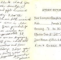 Thank you card from the Holmans