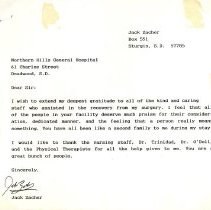 Thank you letter from Jack Zacher