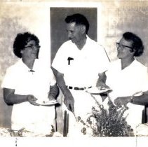 Hospital plating food at an event