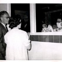 New baby viewing in hospital maternity room
