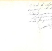 Thank you card from Juanita James