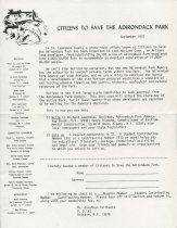 In St. Lawrence County a grass-roots effort know as Citizens to Save the Adriondack Park has been organized to stop Horizon Corp., an Arizona Land developer, from subdividing 24,3000 acres of Adirondack Park woodlands...