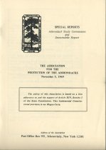 Special Reports: Adirondack Study Commission and Snowmobile Report / The Association for the Protection of the Adirondacks, November 5, 1969