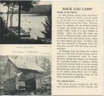 Back Log Camp in the Adirondacks on Indian Lake, Sabael, N.Y. : General Inf