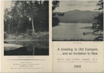 A Greeting to Old Campers... and an Invitation to New : Back Log Camp, Sabael, N.Y. on Indian Lake in th Adirondacks : 1954