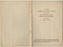 A Proposed American Game Policy to be Discussed at the Seventeenth Annual A