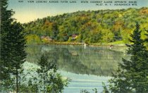 View Looking Across Fifth Lake, State Highway Along Opposite Shore, Inlet, N.Y. Adirondack Mts.